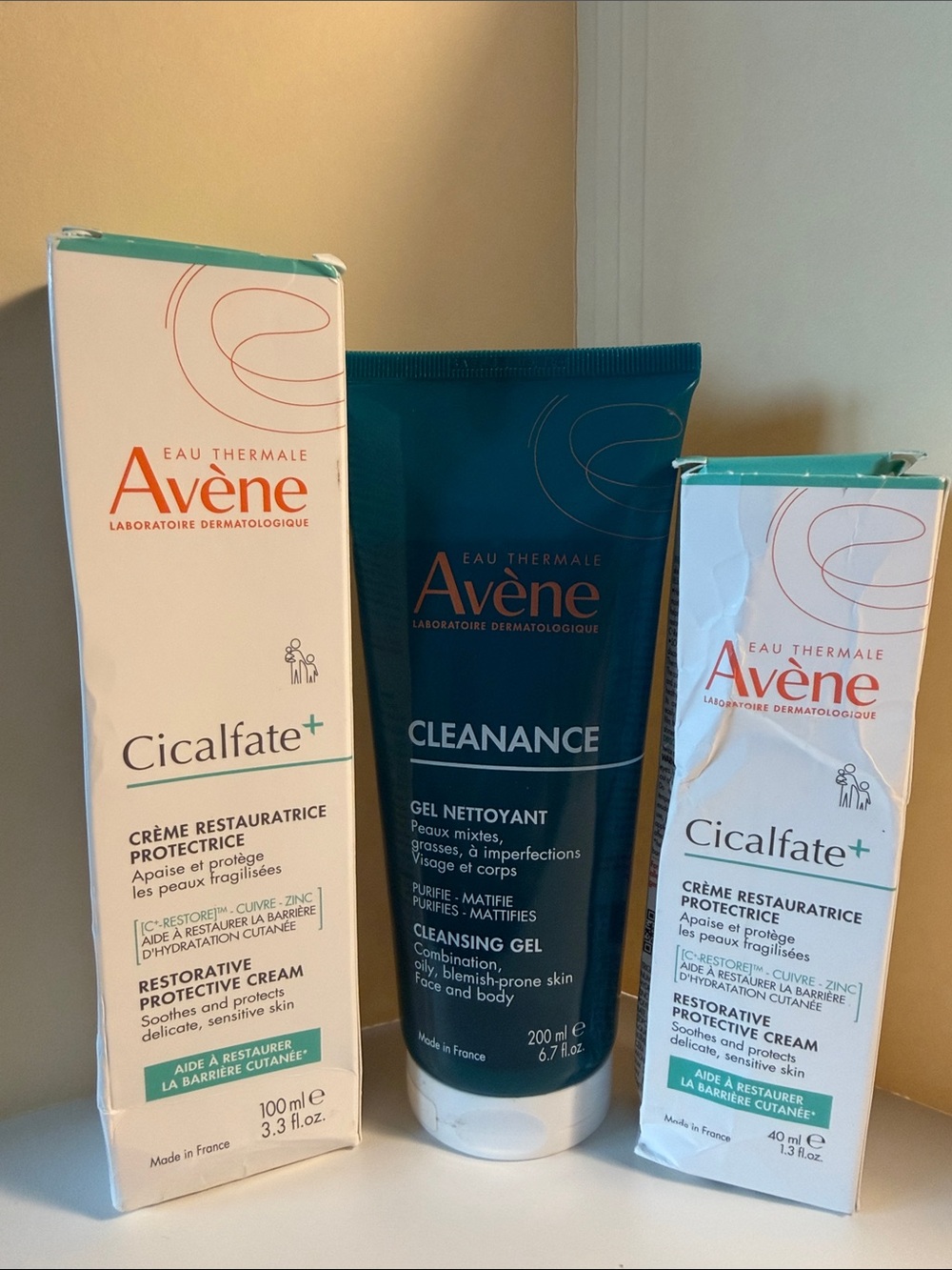 Avène Cleanance Cleansing Gel & Cicalfate+ Restorative Cream Duo — Teal/White